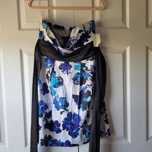 Strapless Floral dress Knee length with belt